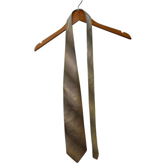 Pavone Men's Silk Tie Gold Gradient Dotted Pattern Handmade in Italy Business - Picture 3 of 6